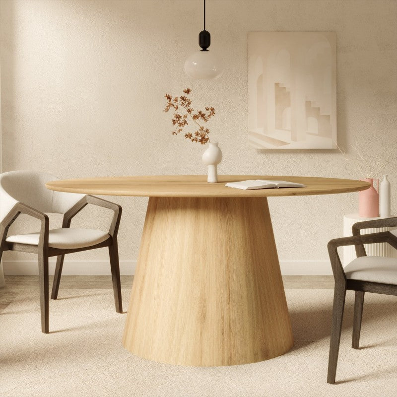 Masă de dining Solan, 160 cm, ovală, furnir de frasin