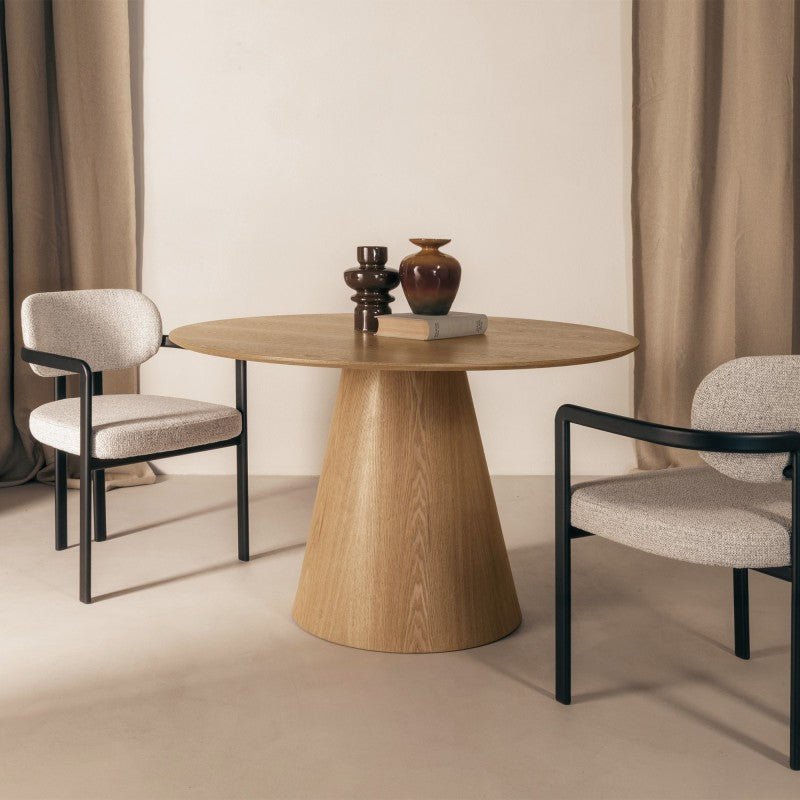 Masă de dining Stella, 120 cm, rotundă, natur, furnir de frasin