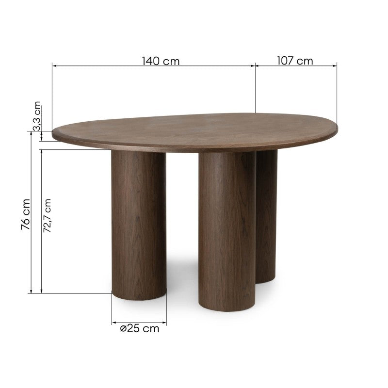 Masă de dining Vesper, 140 cm, nuc închis