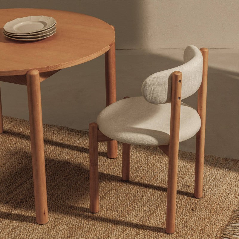 Masă de dining Yoko, 110,5 cm, rotundă, natur, lemn de hevea, furnir de frasin