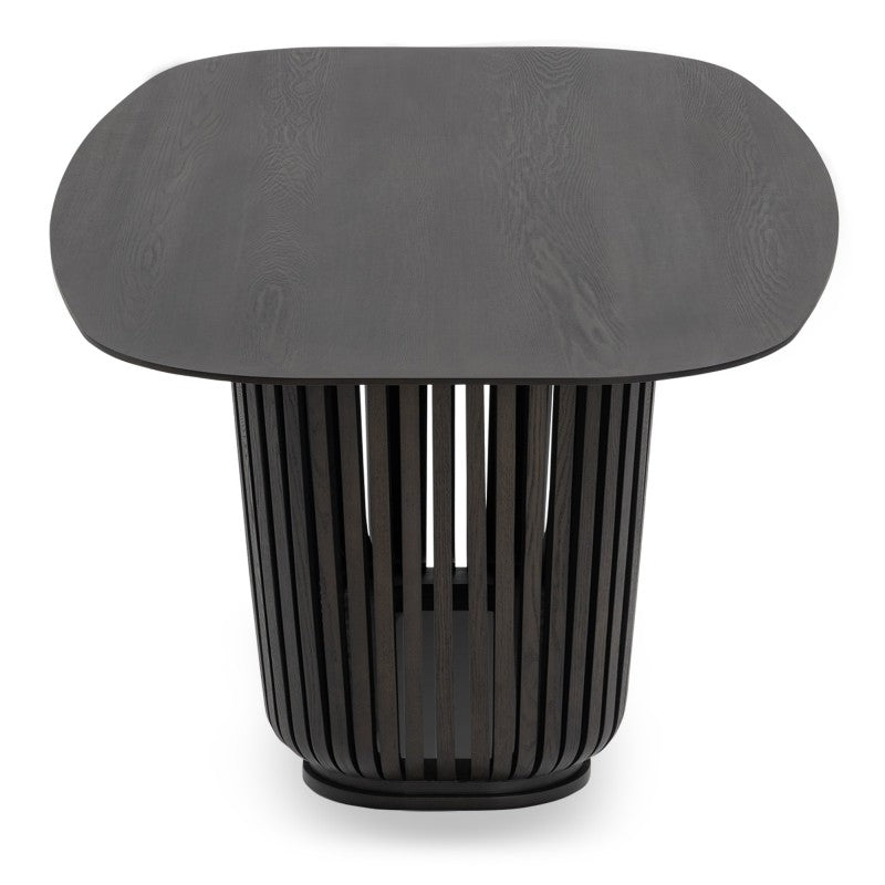 Masă de dining Araia, cu lamele, 200 cm, frasin negru