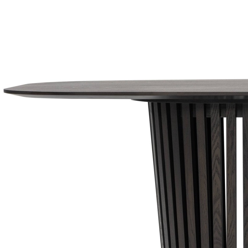 Masă de dining Araia, cu lamele, 200 cm, frasin negru