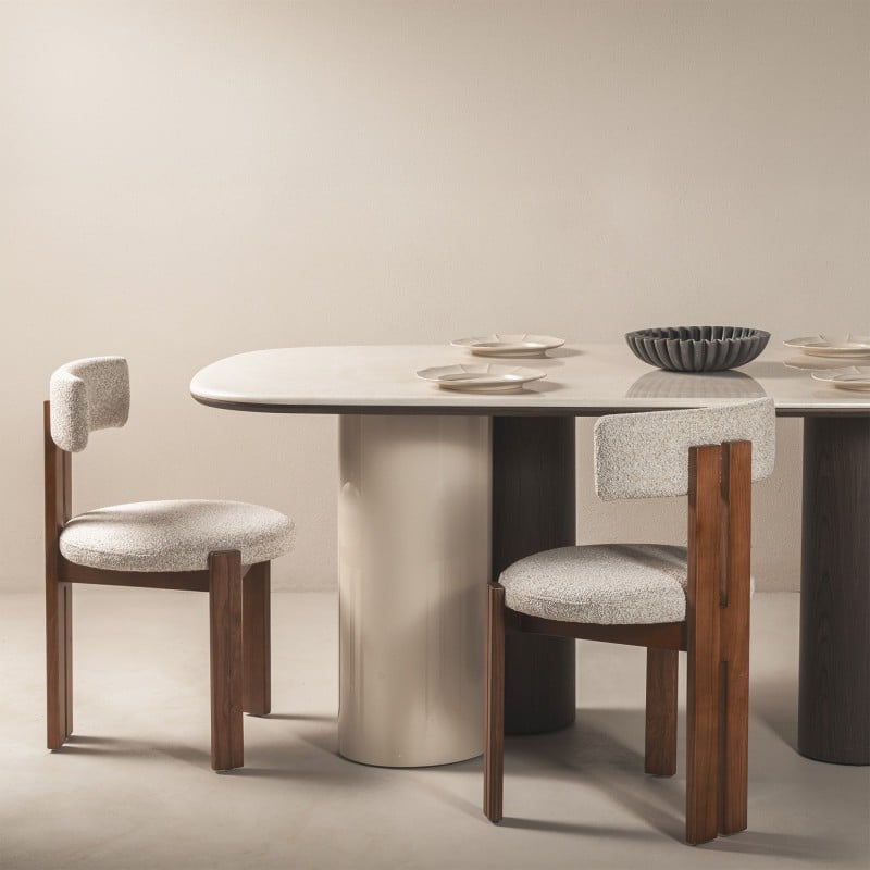 Masă de dining Zorin, 200 cm, bej deschis/marmură