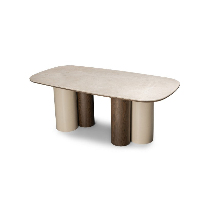 Masă de dining Zorin, 200 cm, bej deschis/marmură
