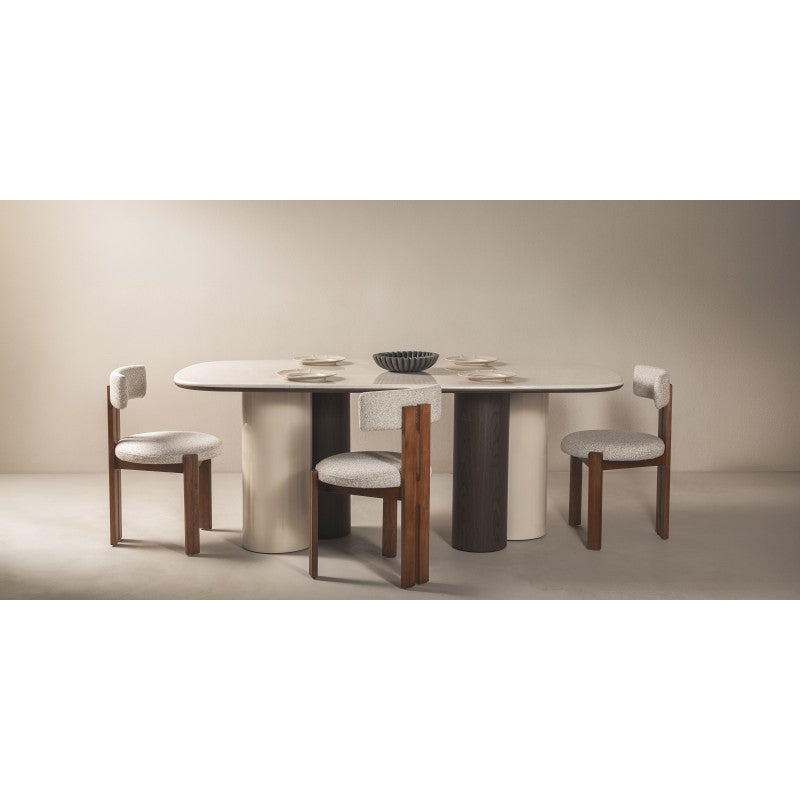 Masă de dining Zorin, 200 cm, bej deschis/marmură