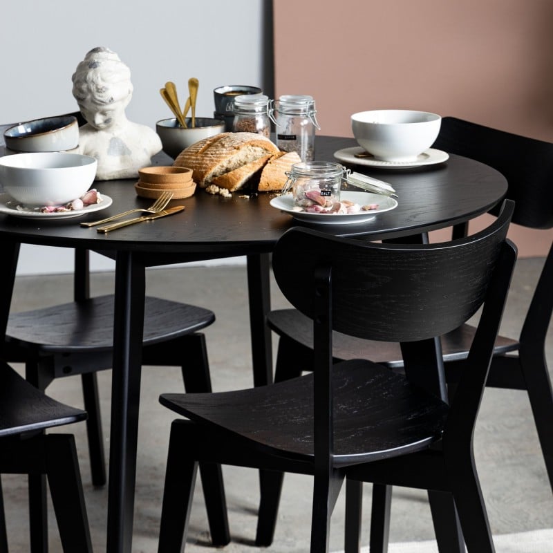 Masă de dining Roxby, rotundă, 105 cm, neagră