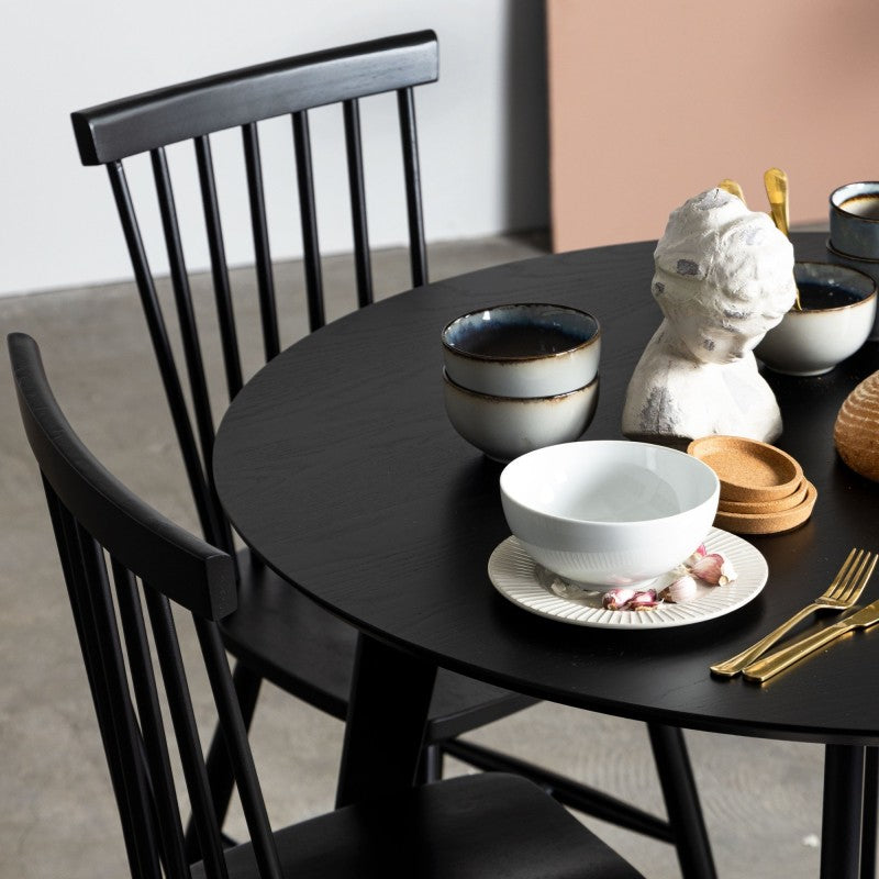 Masă de dining Roxby, rotundă, 105 cm, neagră