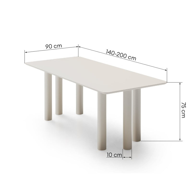 Masă extensibilă Loa, 140-200 cm, furnir de fag, cașmir, lemn de fag, rotunjită