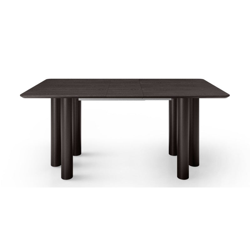 Masă extensibilă Loa, 140-200 cm, furnir de stejar, neagră, lemn de fag, rotunjită