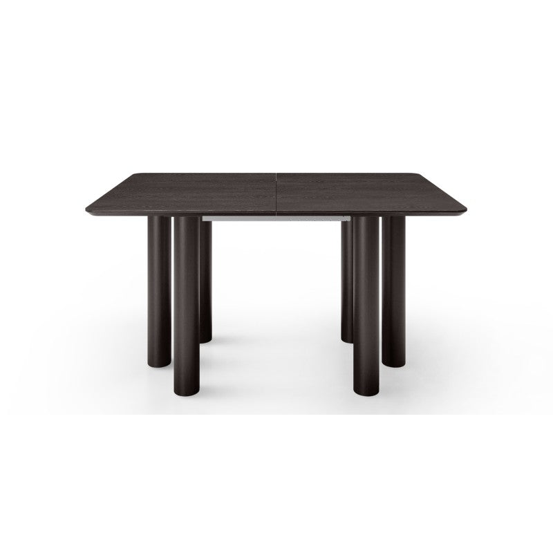 Masă extensibilă Loa, 140-200 cm, furnir de stejar, neagră, lemn de fag, rotunjită