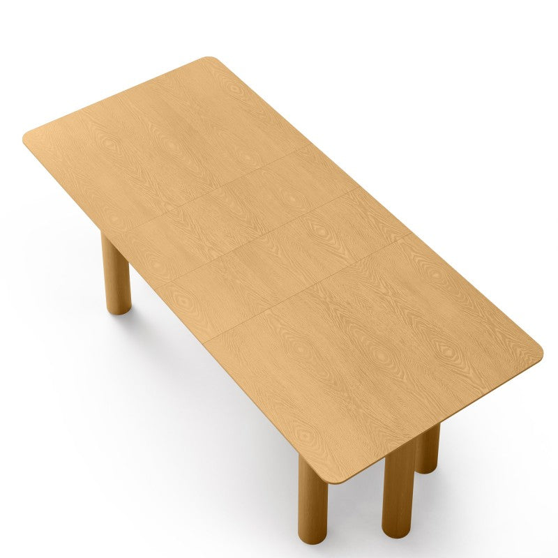 Masă extensibilă Loa, 140-200 cm, furnir de stejar natur, lemn de fag, rotunjită