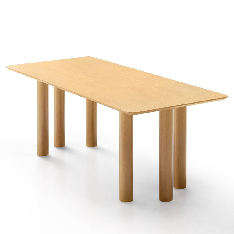 Masă extensibilă Loa, 140-200 cm, furnir de stejar natur, lemn de fag, rotunjită