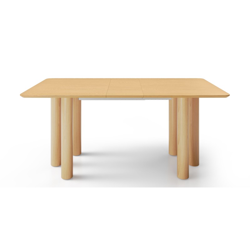 Masă extensibilă Loa, 140-200 cm, furnir de stejar natur, lemn de fag, rotunjită