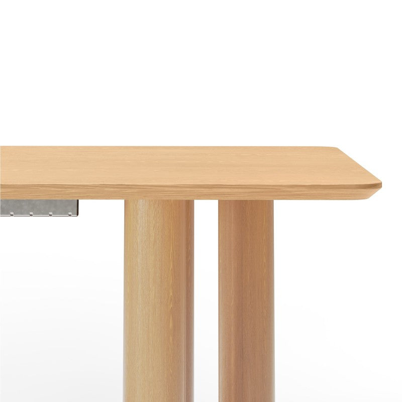 Masă extensibilă Loa, 140-200 cm, furnir de stejar natur, lemn de fag, rotunjită
