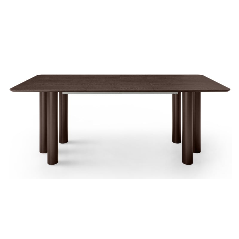Masă extensibilă Loa, 140-200 cm, furnir de stejar, nuc, lemn de fag, rotunjită