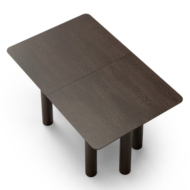 Masă extensibilă Loa, 140-200 cm, furnir de stejar, nuc, lemn de fag, rotunjită
