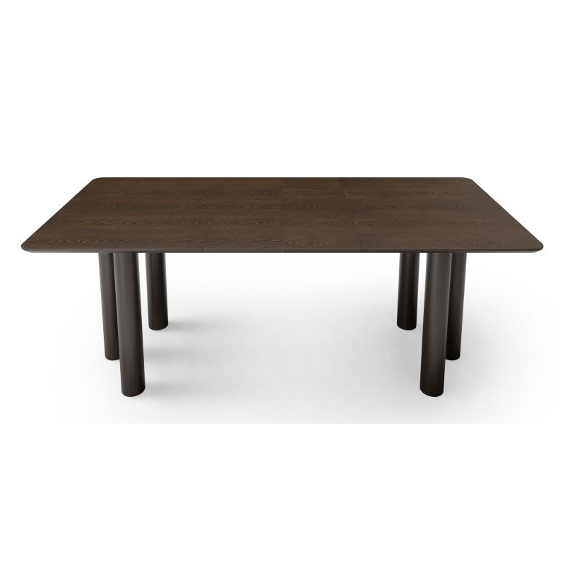 Masă extensibilă Loa, 140-200 cm, furnir de stejar, nuc, lemn de fag, rotunjită