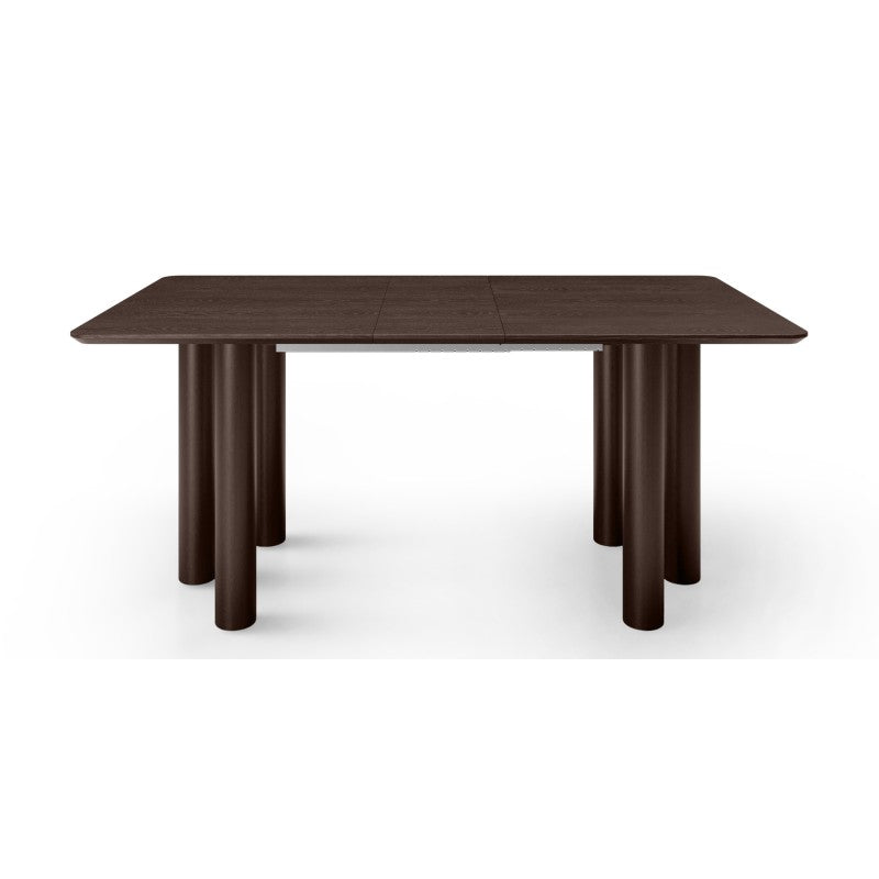 Masă extensibilă Loa, 140-200 cm, furnir de stejar, nuc, lemn de fag, rotunjită