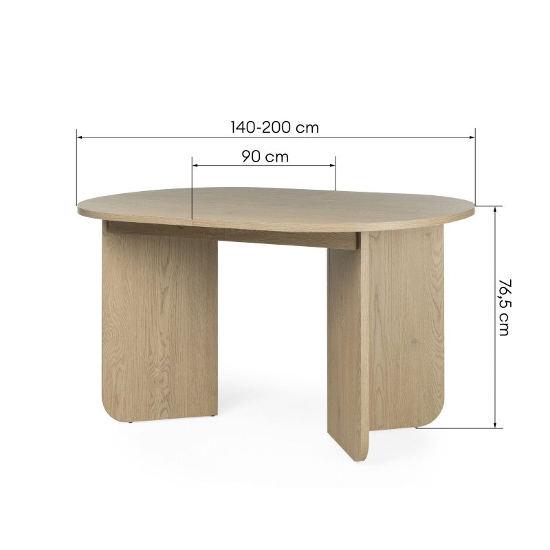 Masă extensibilă Mou, 140-200 cm, stejar Cremona Torro, blat oval