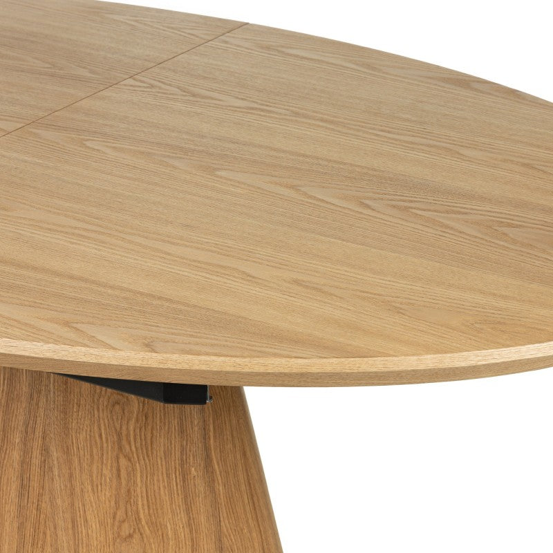 Masă extensibilă Solan, 160-200 cm, ovală, natur, furnir de frasin
