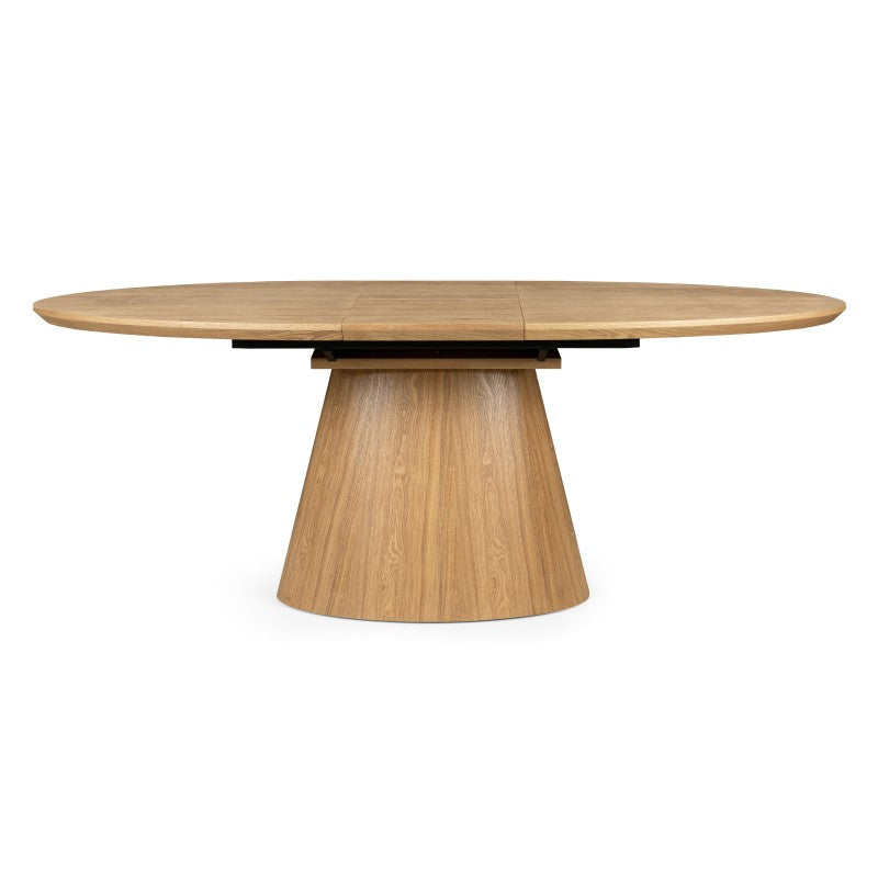 Masă extensibilă Solan, 160-200 cm, ovală, natur, furnir de frasin