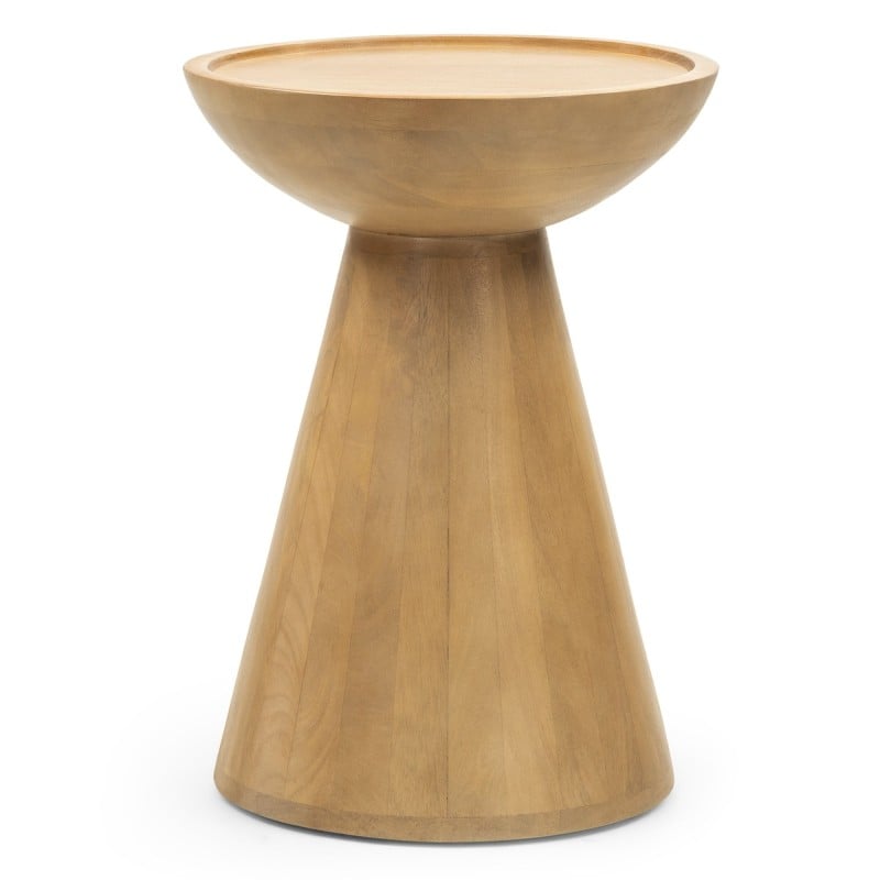 Măsuță auxiliară Arvika, 40 cm, rotundă, lemn de mango, forme rotunjite
