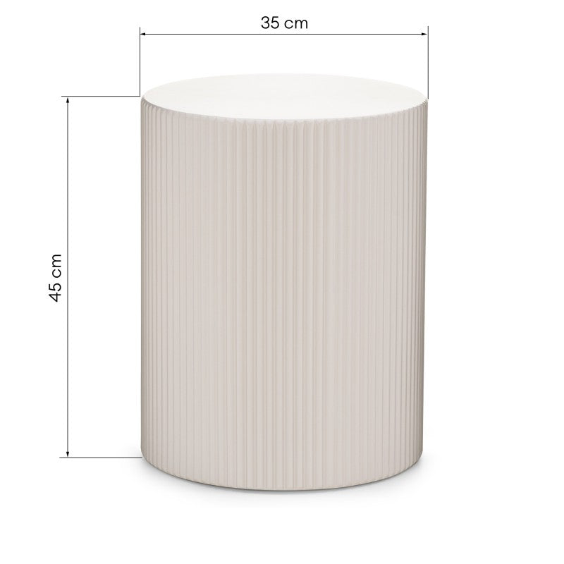 Măsuță auxiliară Ermanno, 35 cm, gri-bej, canelată