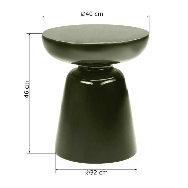 Măsuță auxiliară Logan, 40 cm, verde măsliniu, lucioasă