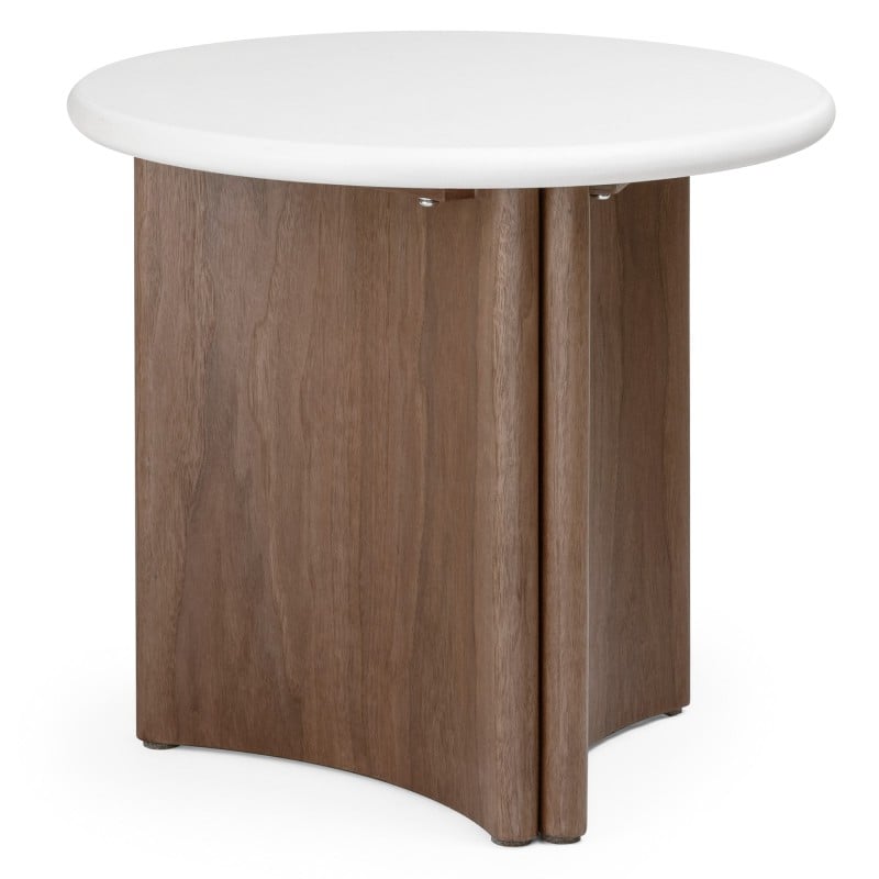 Măsuță auxiliară Marlo II, 50 cm, alb-crem/nuc, microciment