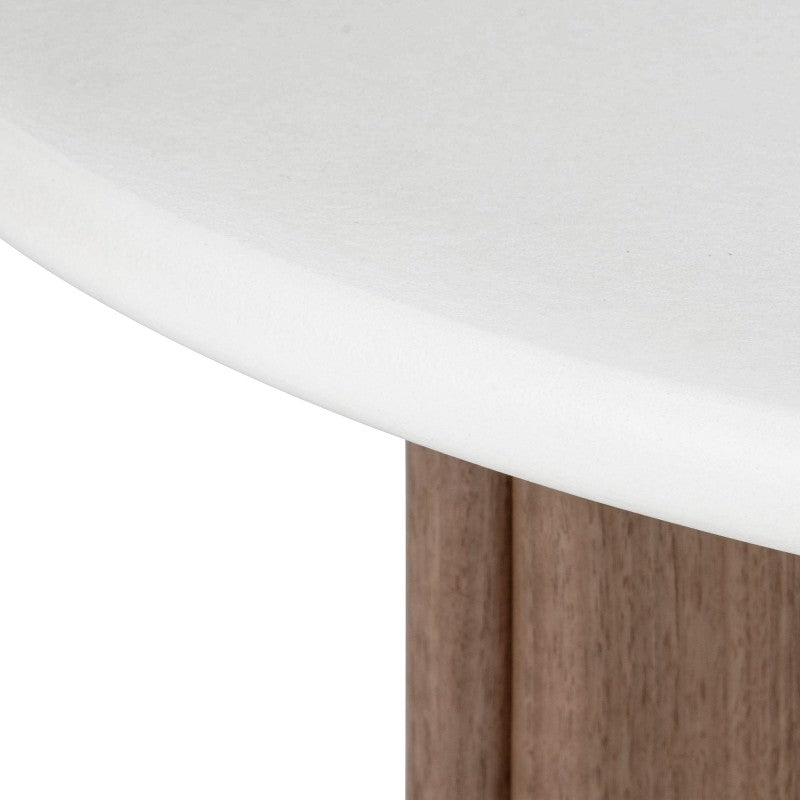Măsuță auxiliară Marlo II, 50 cm, alb-crem/nuc, microciment