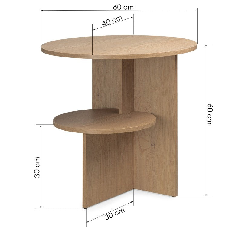 Măsuță auxiliară Yaso, rotundă, stejar Cremona Torro