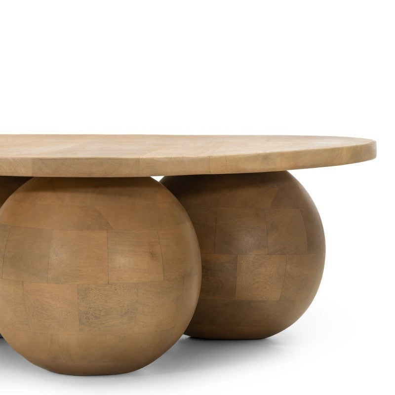 Măsuță de cafea Agostino, 80 cm, rotundă, lemn de mango, forme rotunjite