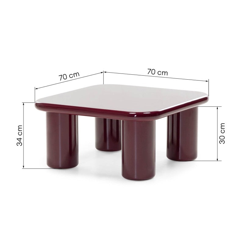 Măsuță de cafea Cherry, 70 cm, vișiniu/cireșiu, lucioasă