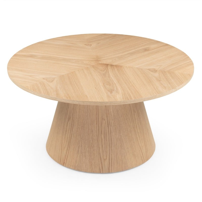 Măsuță de cafea Dalarna, 90 cm, rotundă, furnir de stejar natur
