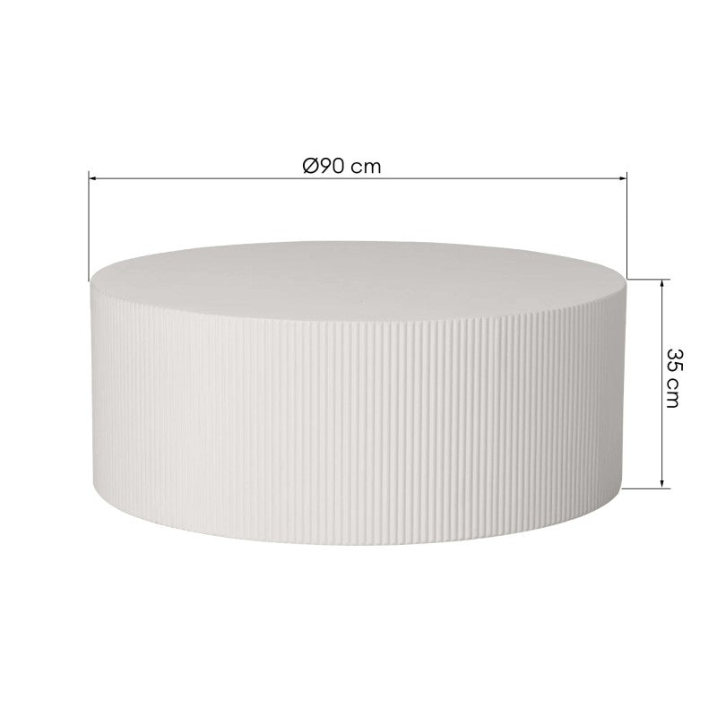 Măsuță de cafea Ermanno, 90 cm, gri-bej, canelată