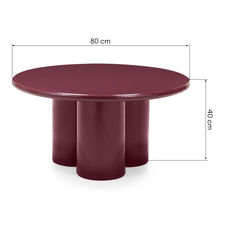 Măsuță de cafea Everett, 80 cm, vișiniu, lucioasă