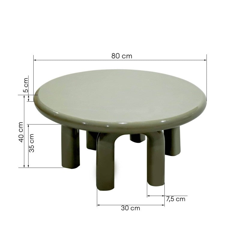 Măsuță de cafea Flambe, 80 cm, verde/gri, lucioasă