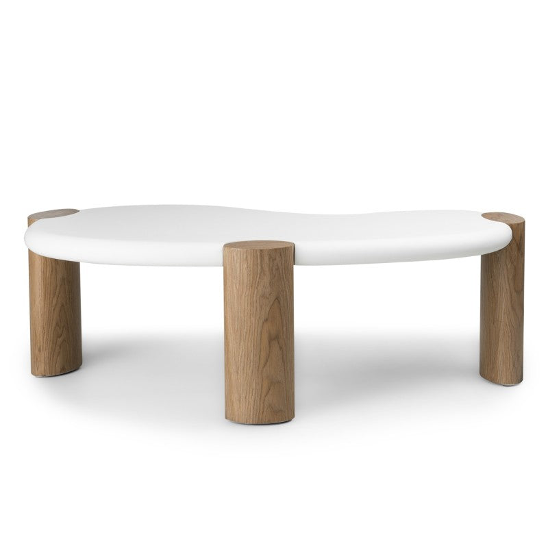 Măsuță de cafea Floe, 125 cm, albă/nuc