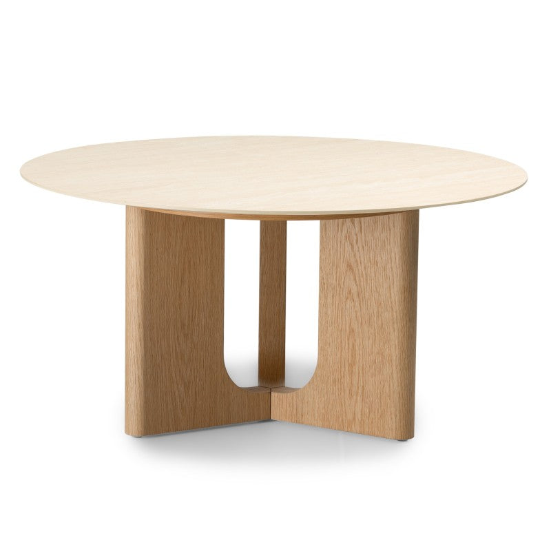 Măsuță de cafea Klimt, 90 cm, rotundă, travertin/stejar