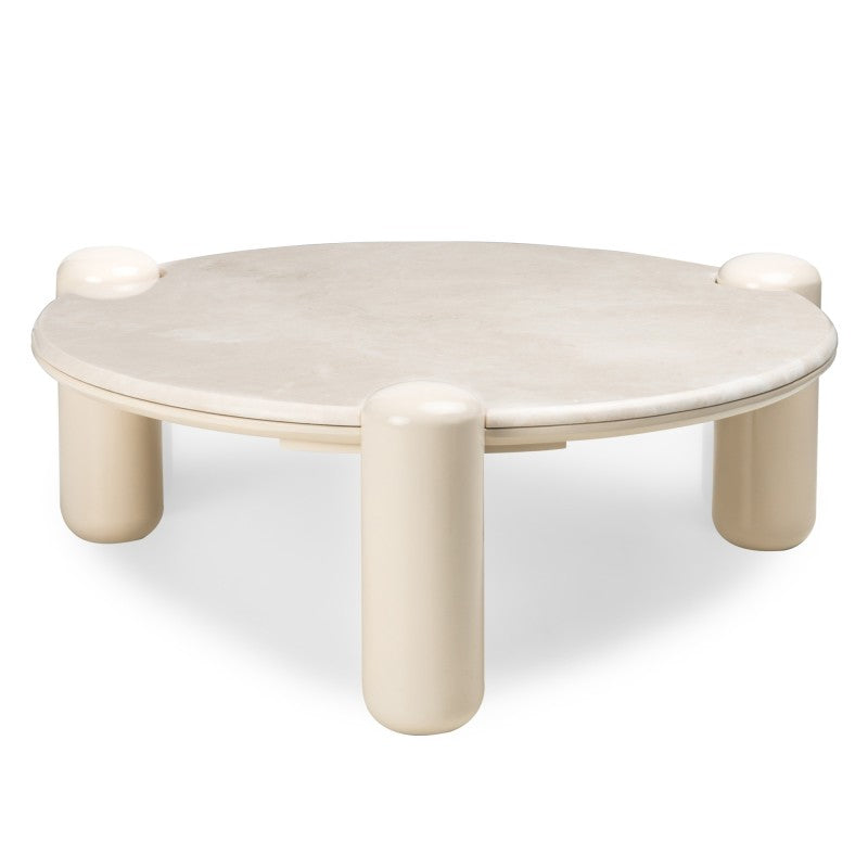 Măsuță de cafea Noemi, 86 cm, bej deschis/marmură, lucioasă