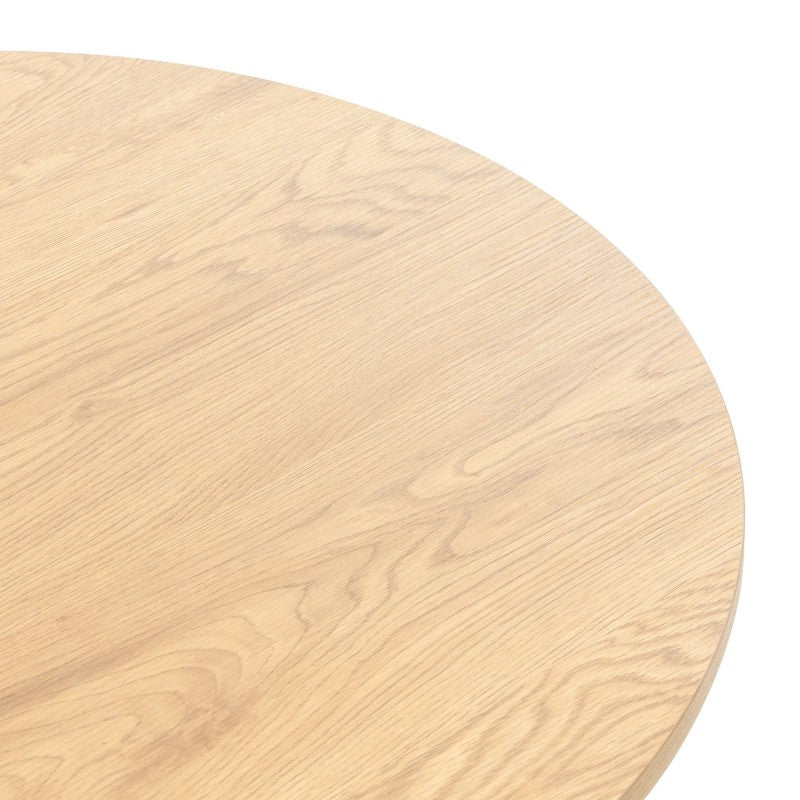 Măsuță de cafea Remigio, 80 cm, rotundă cu lamele, stejar