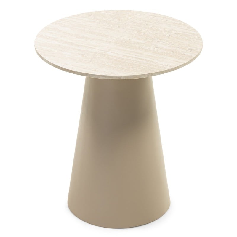 Măsuță de cafea Sakala I, 45 cm, rotundă, bej, imitație de travertin