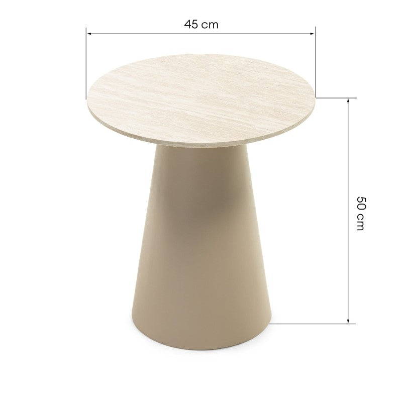 Măsuță de cafea Sakala I, 45 cm, rotundă, bej, imitație de travertin