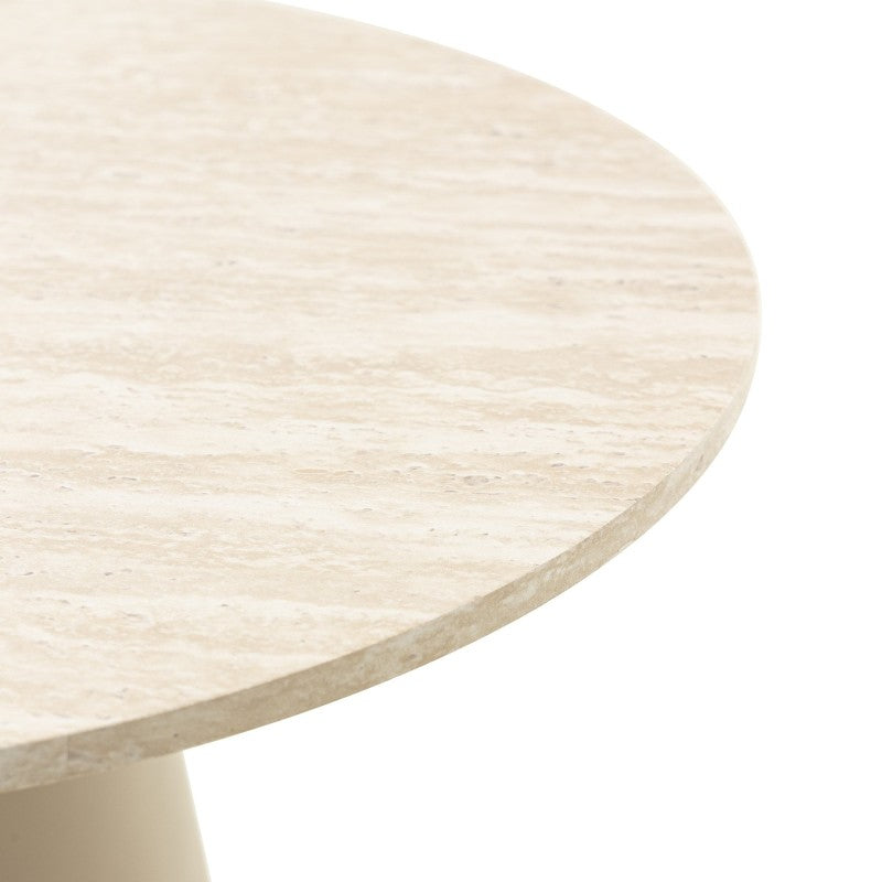 Măsuță de cafea Sakala I, 45 cm, rotundă, bej, imitație de travertin