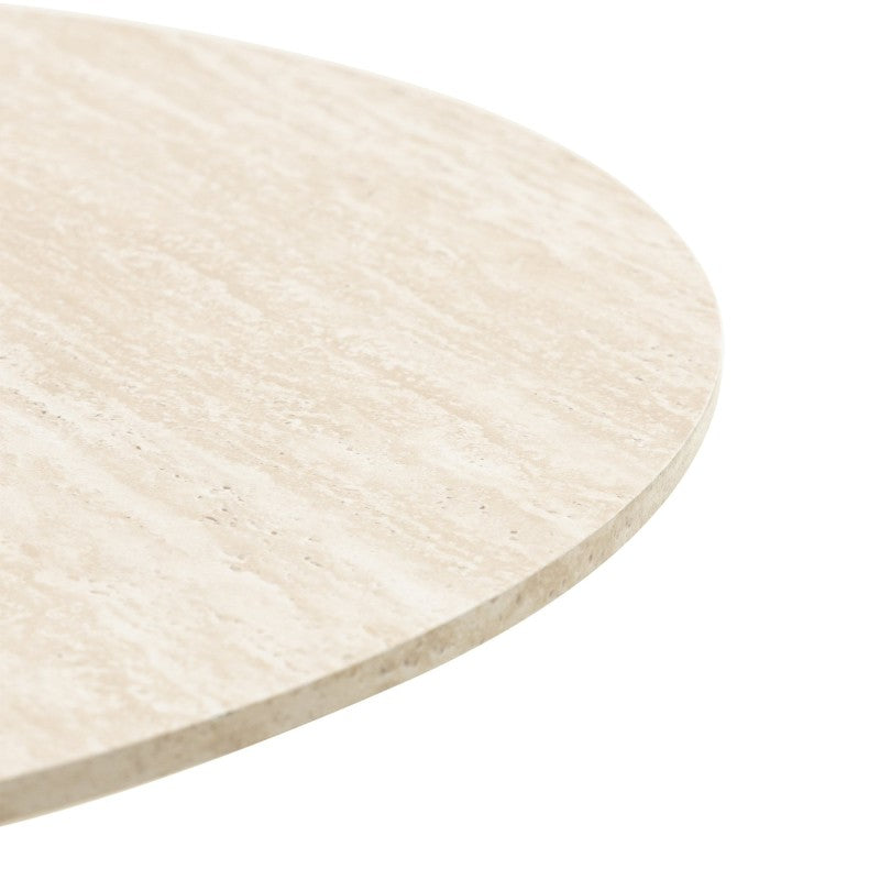 Măsuță de cafea Sakala II, 60 cm, rotundă, bej, efect de travertin