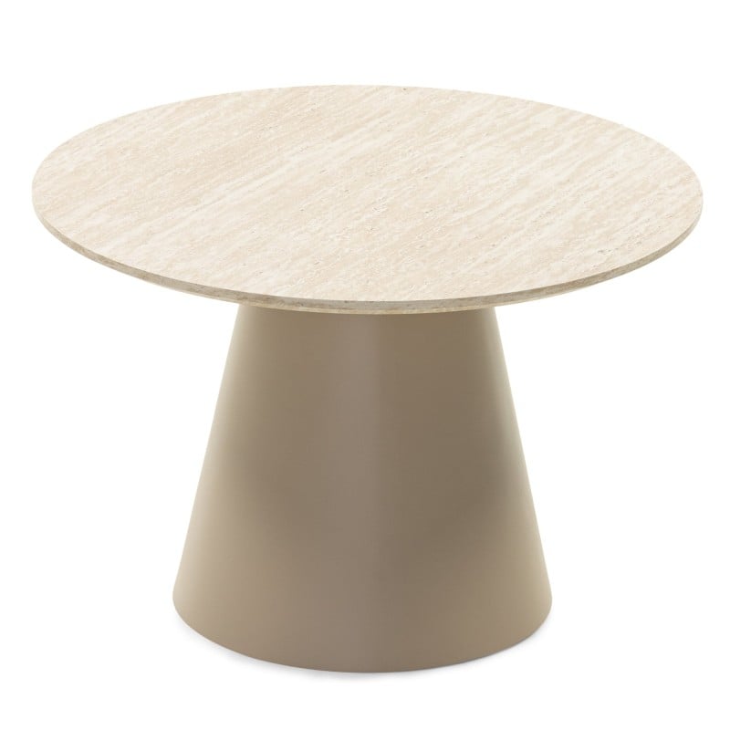 Măsuță de cafea Sakala II, 60 cm, rotundă, bej, efect de travertin