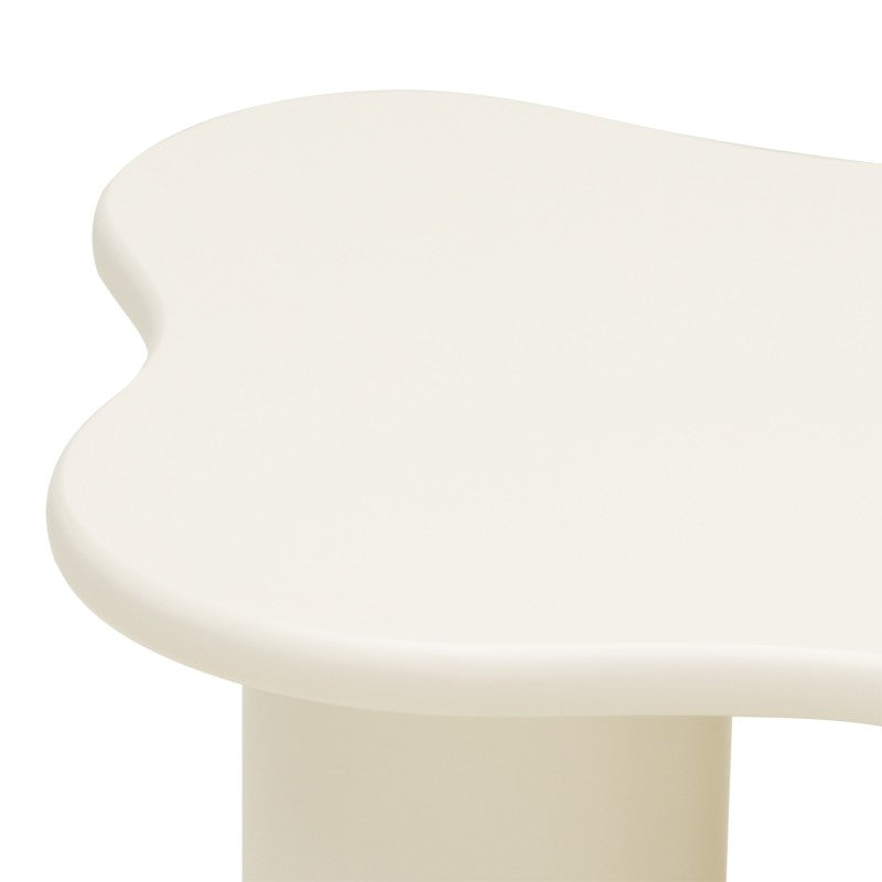 Măsuță de cafea Vanity, 100 cm, forme rotunjite, alb lăptos