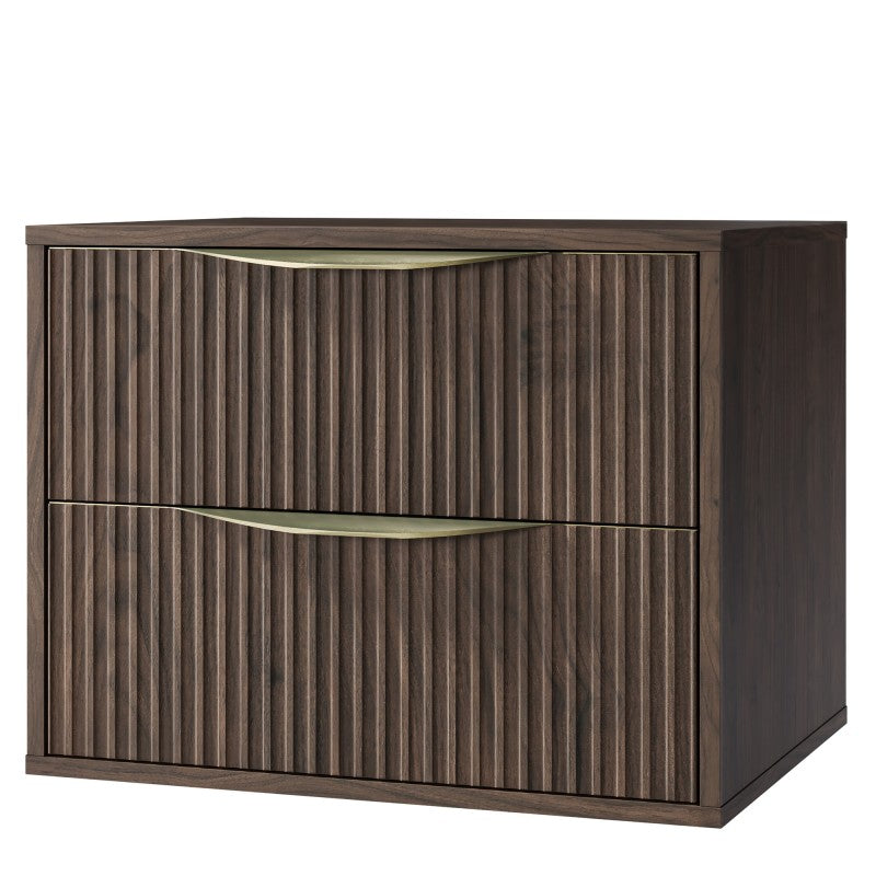 Dulap pentru lavoar pe blat Avila 2.0, 60 cm, canelat, mânere aurii, nuc Villa