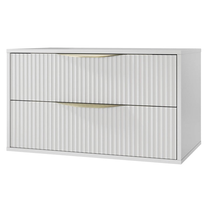 Dulap pentru lavoar pe blat Avila 2.0, 80 cm, canelat, mânere aurii, alb