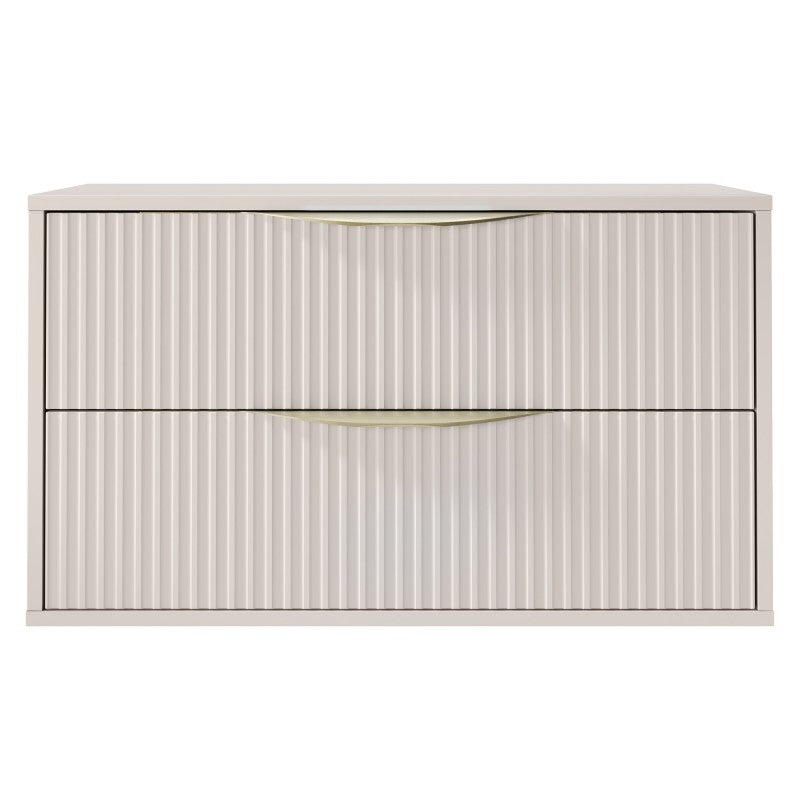 Dulap pentru lavoar pe blat Avila 2.0, 80 cm, canelat, mânere aurii, cașmir